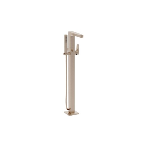 VitrA Root Square Floor Standing Bath/Shower Mixer - Brushed