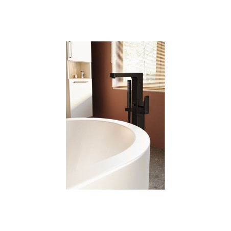 VitrA Root Square Floor Standing Bath/Shower Mixer - Matt Bl