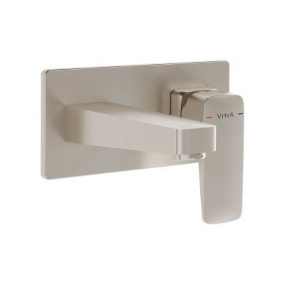 VitrA Root Square Wall Mounted Basin Mixer - Brushed Nickel