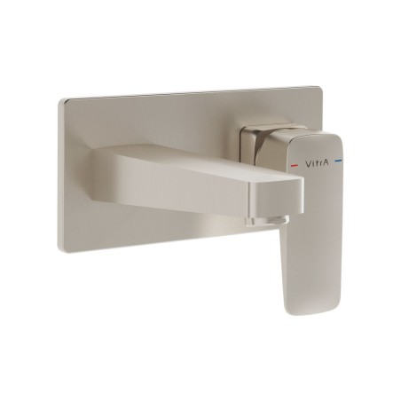 VitrA Root Square Wall Mounted Basin Mixer - Brushed Nickel
