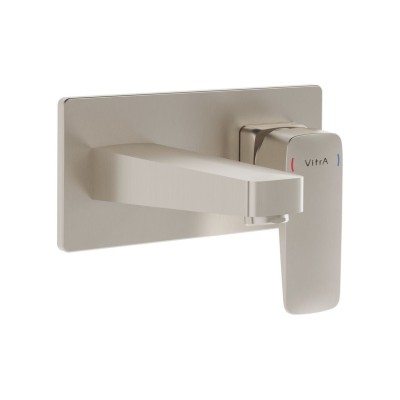 VitrA Root Square Wall Mounted Basin Mixer - Brushed Nickel 2
