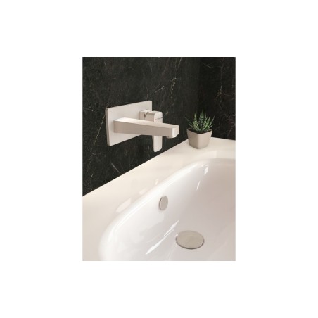VitrA Root Square Wall Mounted Basin Mixer - Brushed Nickel