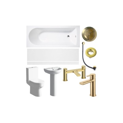 Logrono Full Suite & Bath w/Brushed Brass Finishes | Bathroo 2