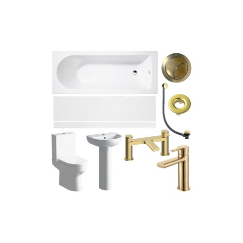 Logrono Full Suite & Bath w/Brushed Brass Finishes | Bathroo