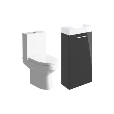 Valbom 410mm F/S Basin Unit & C/C Toilet Pack - Anthracite G