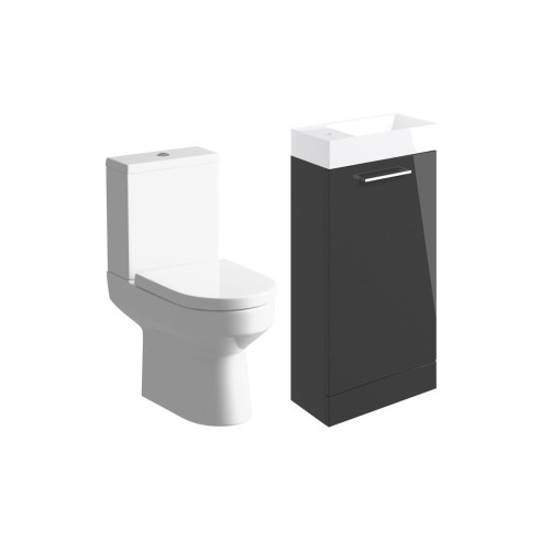 Valbom 410mm F/S Basin Unit & C/C Toilet Pack - Anthracite G