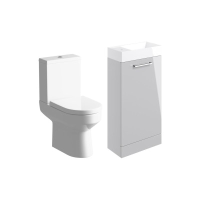 Valbom 410mm F/S Basin Unit & C/C Toilet Pack - Grey Gloss |