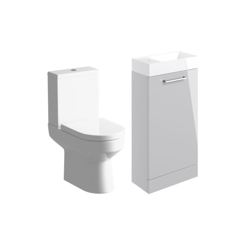 Valbom 410mm F/S Basin Unit & C/C Toilet Pack - Grey Gloss |