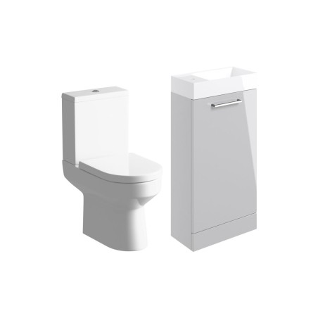 Valbom 410mm F/S Basin Unit & C/C Toilet Pack - Grey Gloss |