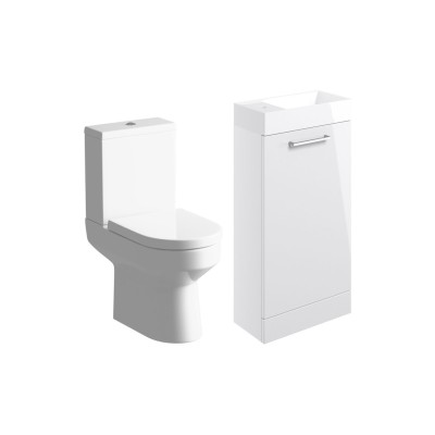 Valbom 410mm F/S Basin Unit & C/C Toilet Pack - White Gloss
