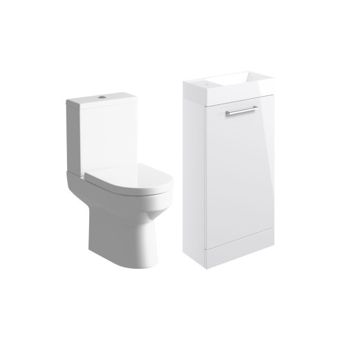 Valbom 410mm F/S Basin Unit & C/C Toilet Pack - White Gloss