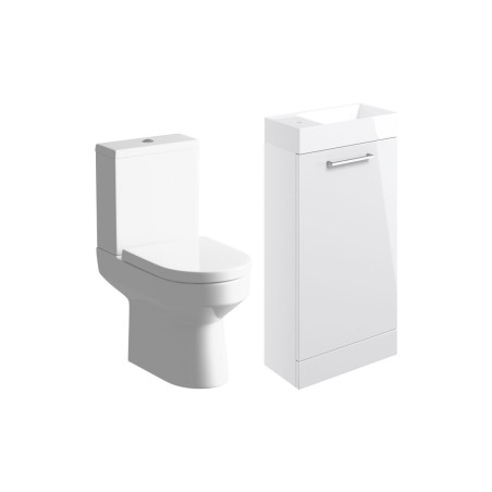 Valbom 410mm F/S Basin Unit & C/C Toilet Pack - White Gloss