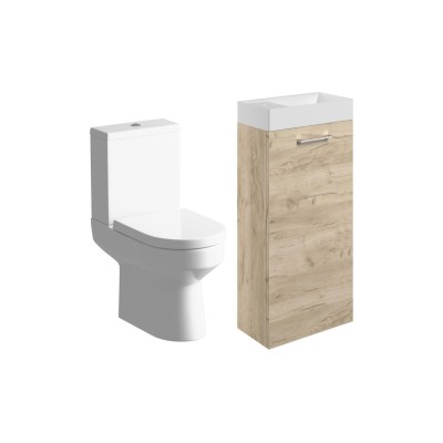 Valbom 410mm F/S Basin Unit & C/C Toilet Pack - Oak | Bathro