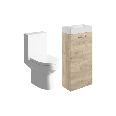 Valbom 410mm F/S Basin Unit & C/C Toilet Pack - Oak | Bathro