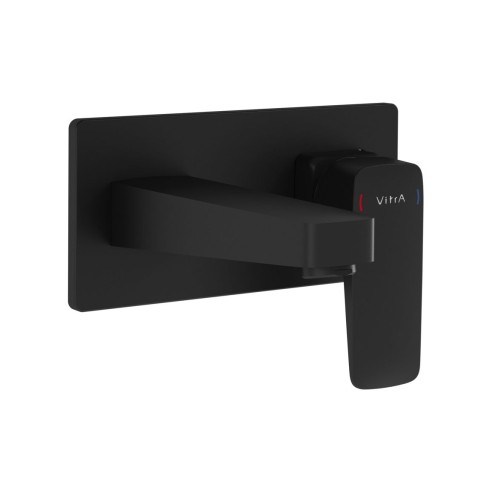 VitrA Root Square Wall Mounted Basin Mixer - Matt Black | Ba