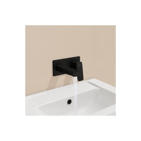 VitrA Root Square Wall Mounted Basin Mixer - Matt Black | Ba