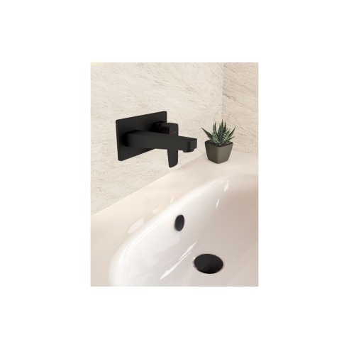 VitrA Root Square Wall Mounted Basin Mixer - Matt Black | Ba