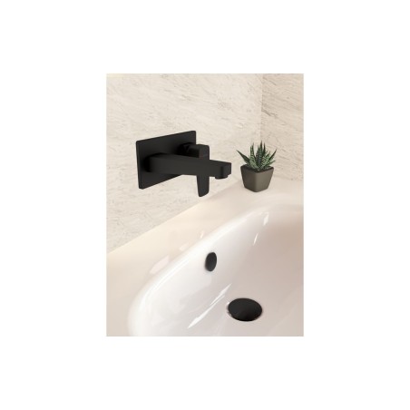 VitrA Root Square Wall Mounted Basin Mixer - Matt Black | Ba