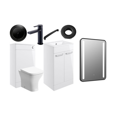 Valbom 510mm F/S Furniture Pack - White Gloss w/Black Finish