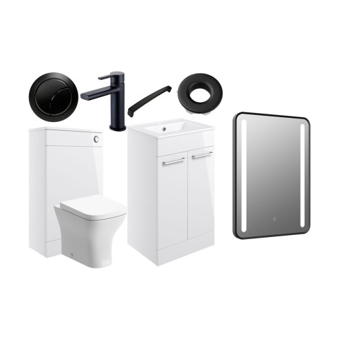 Valbom 510mm F/S Furniture Pack - White Gloss w/Black Finish