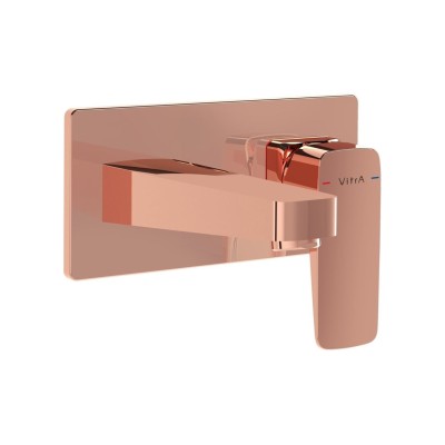 VitrA Root Square Wall Mounted Basin Mixer - Soft Copper | B