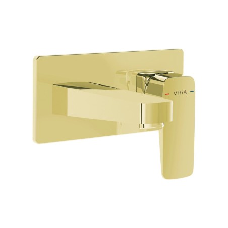 VitrA Root Square Wall Mounted Basin Mixer - Soft Gold | Bat