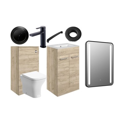 Valbom 510mm F/S Furniture Pack - Oak w/Black Finishes | Bat