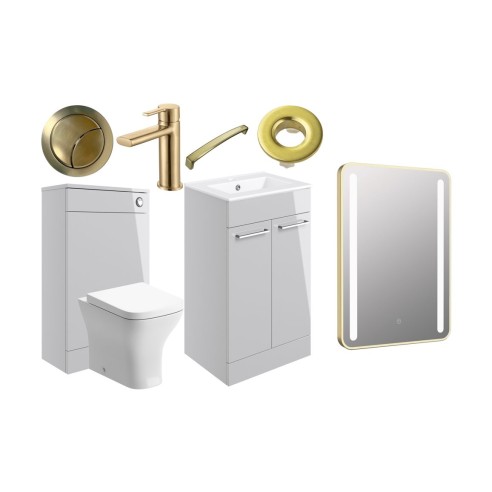 Valbom 510mm F/S Furniture Pack - Grey Gloss w/Brushed Brass