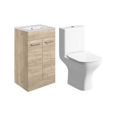 Valbom 510mm Floor Standing Unit & Close Coupled WC Pack - O