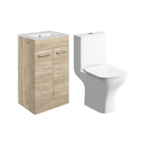 Valbom 510mm Floor Standing Unit & Close Coupled WC Pack - O