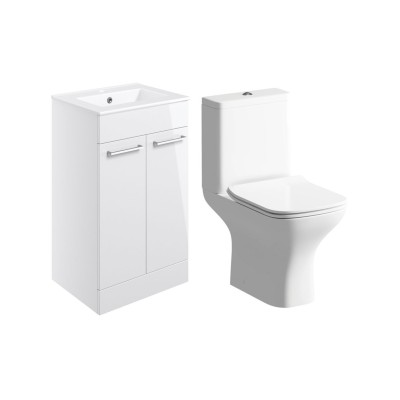 Valbom 510mm Floor Standing Unit & Close Coupled WC Pack - W