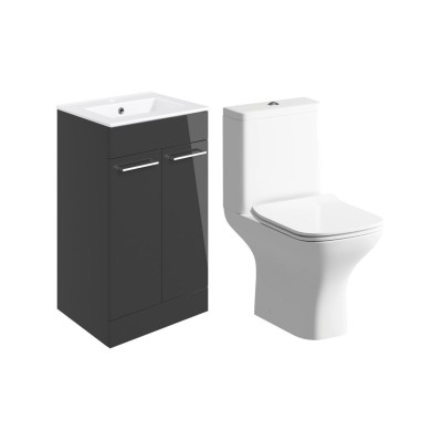 Valbom 510mm Floor Standing Unit & Close Coupled WC Pack - A