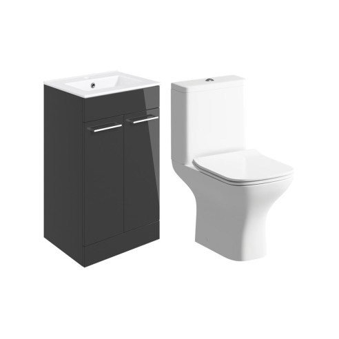 Valbom 510mm Floor Standing Unit & Close Coupled WC Pack - A