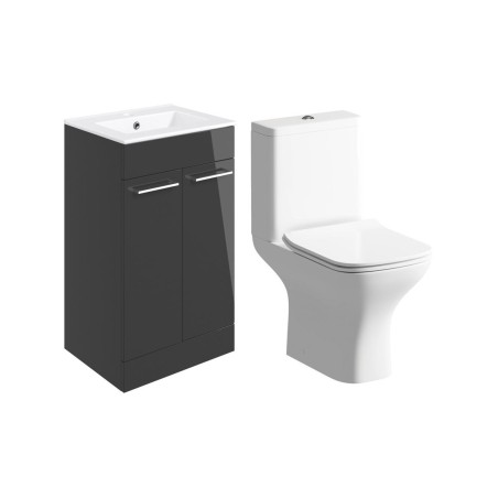 Valbom 510mm Floor Standing Unit & Close Coupled WC Pack - A