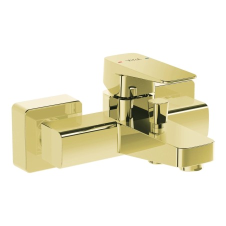 VitrA Root Square Wall Mounted Bath/Shower Mixer - Soft Gold
