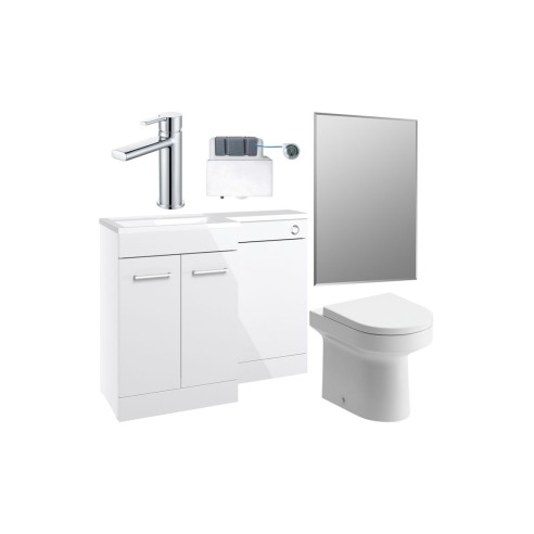 Vila Nova 1000mm Furniture & BTW WC Pack - White Gloss (LH)