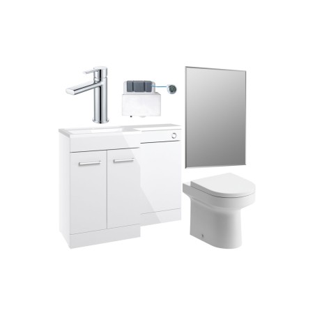 Vila Nova 1000mm Furniture & BTW WC Pack - White Gloss (LH)