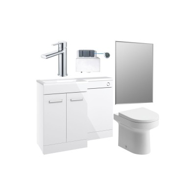 Vila Nova 1000mm Furniture & BTW WC Pack - White Gloss (RH)