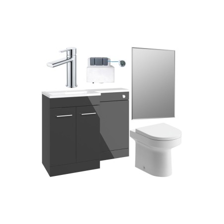 Vila Nova 1000mm Furniture & BTW WC Pack - Anthracite Gloss