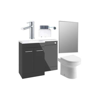 Vila Nova 1000mm Furniture & BTW WC Pack - Anthracite Gloss