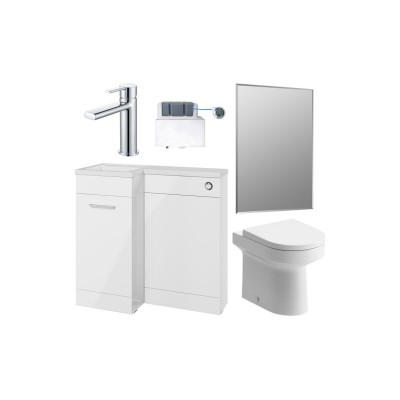 Vila Nova 900mm Furniture & BTW WC Pack - White Gloss (LH) |
