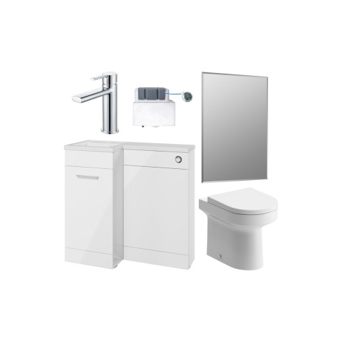 Vila Nova 900mm Furniture & BTW WC Pack - White Gloss (LH) |