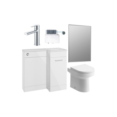 Vila Nova 900mm Furniture & BTW WC Pack - White Gloss (RH) |