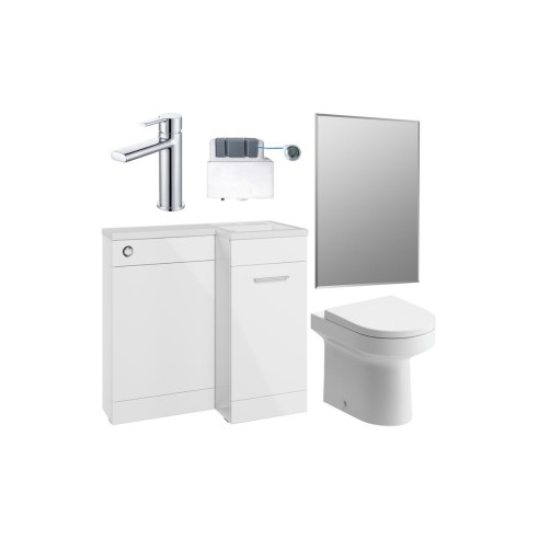 Vila Nova 900mm Furniture & BTW WC Pack - White Gloss (RH) |