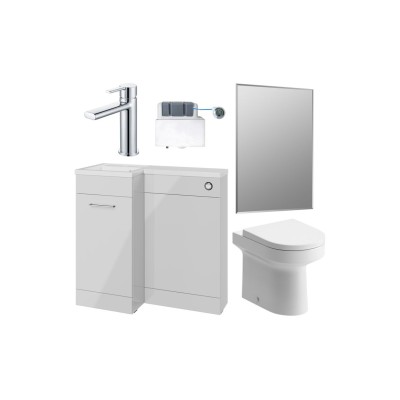 Vila Nova 900mm Furniture & BTW WC Pack - Grey Gloss (LH) |