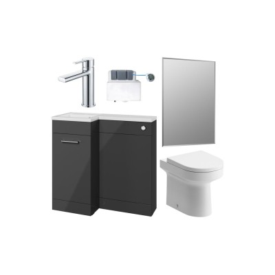 Vila Nova 900mm Furniture & BTW WC Pack - Anthracite Gloss (