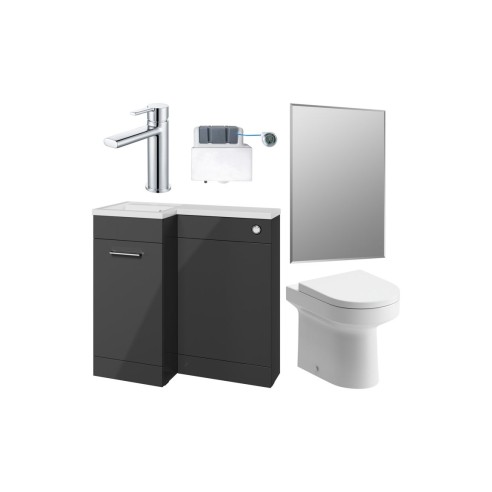 Vila Nova 900mm Furniture & BTW WC Pack - Anthracite Gloss (