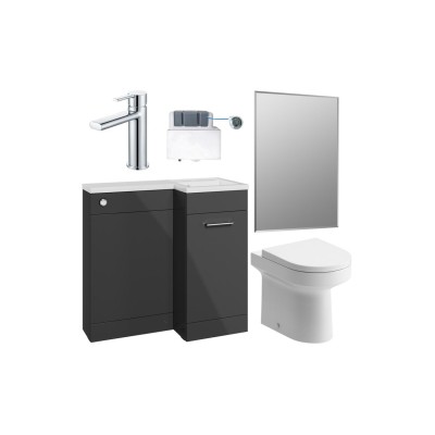Vila Nova 900mm Furniture & BTW WC Pack - Anthracite Gloss (