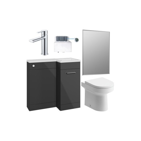 Vila Nova 900mm Furniture & BTW WC Pack - Anthracite Gloss (