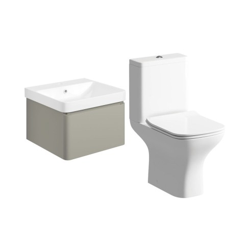 Cosmo 500mm Basin Unit & Rimless Close Coupled WC Pack - Mat
